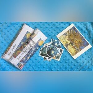 Vincent Van Gogh Bundle Starry Night 2-Diamond Art Kit, 25 stickers, post card